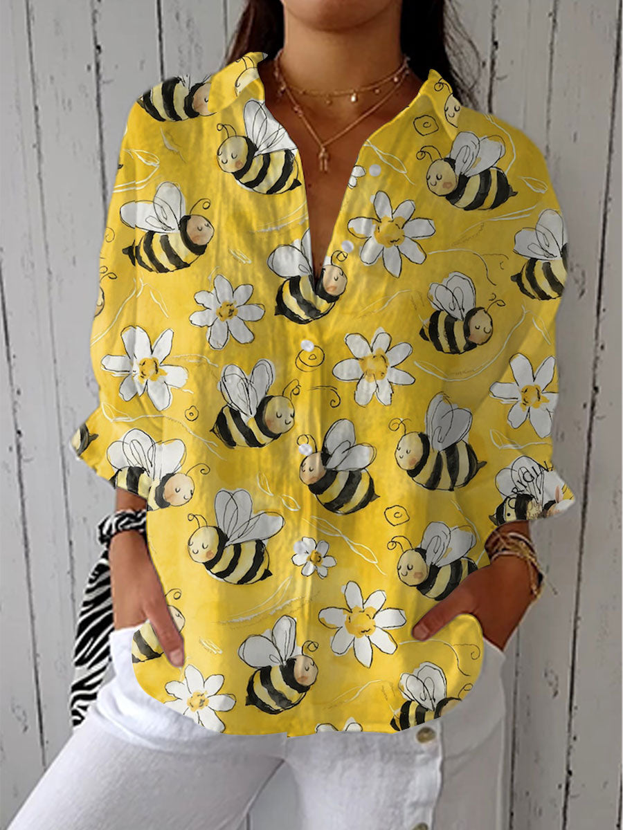 MARGARITA - BLUSA CON ESTAMPADO FLORAL DE ABEJAS