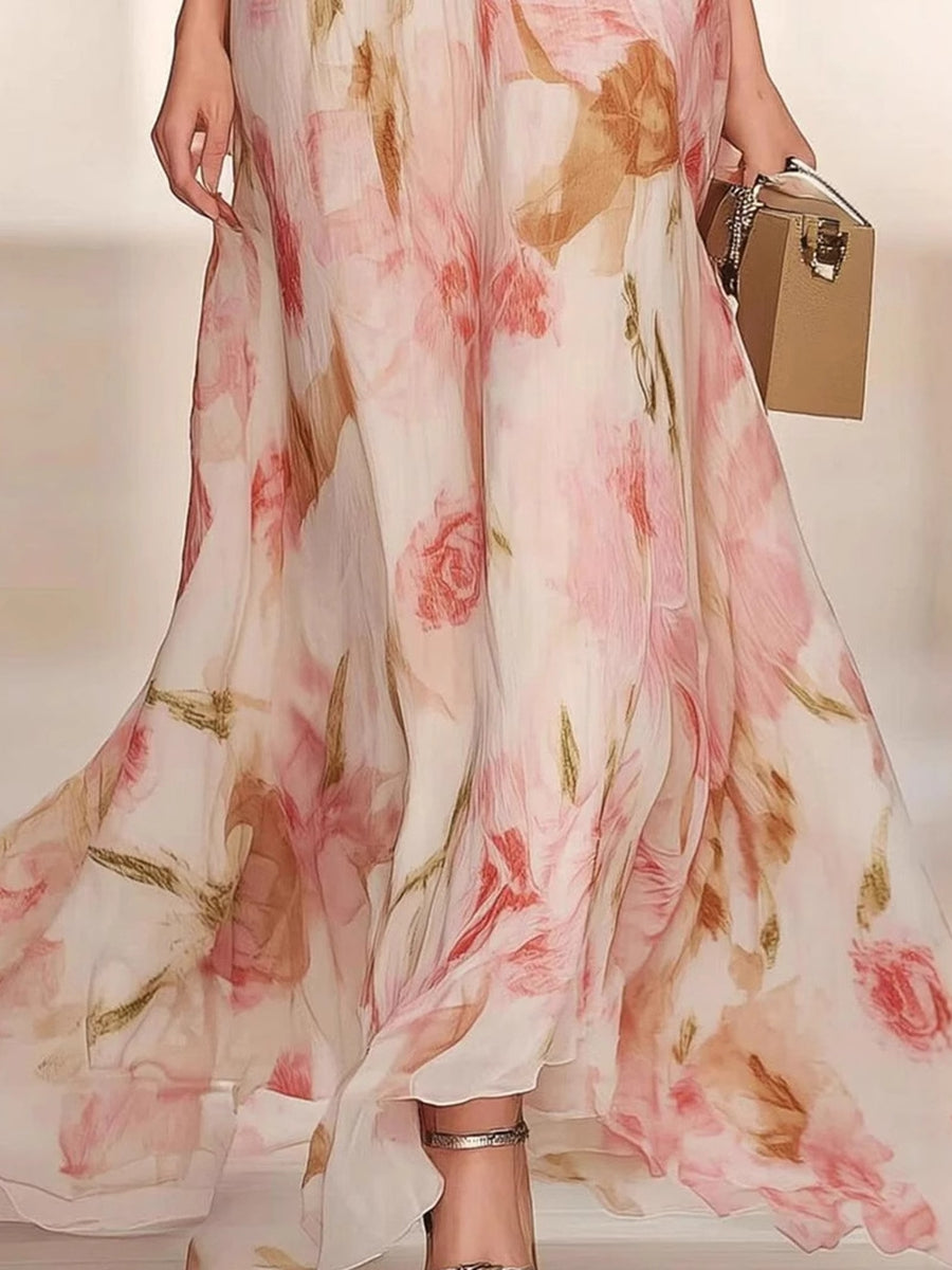 Andrea - Vestido Floral con Estampado de Volantes y Escote en V - Elegancia Primaveral