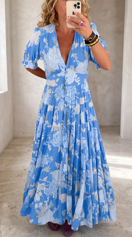 Minelda | Elegante vestido floral con escote en V