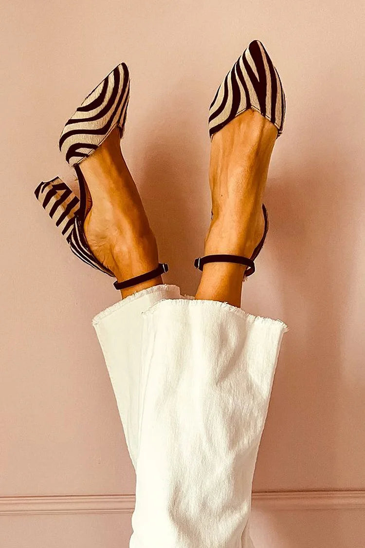 Karen - Zapatos de Tacón de Puntera con Estampado de Cebra 