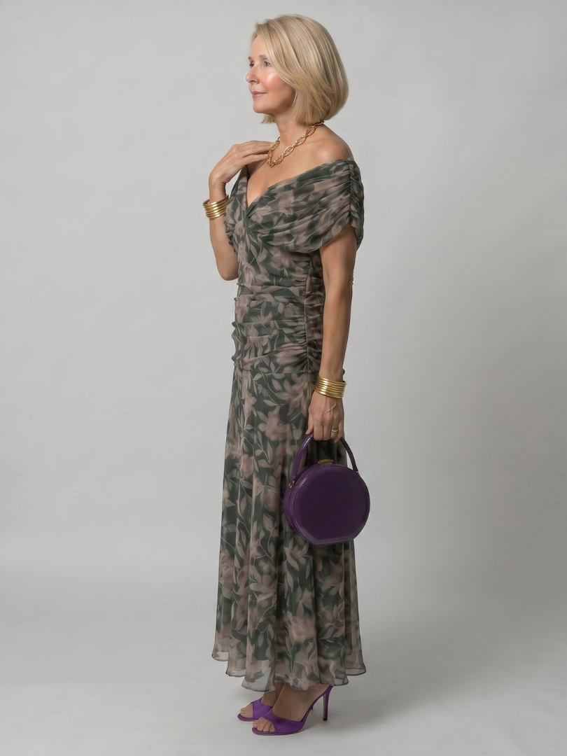 Karen - Falda Midi Escote en los Hombros  | Abito Midi Off Shoulder.