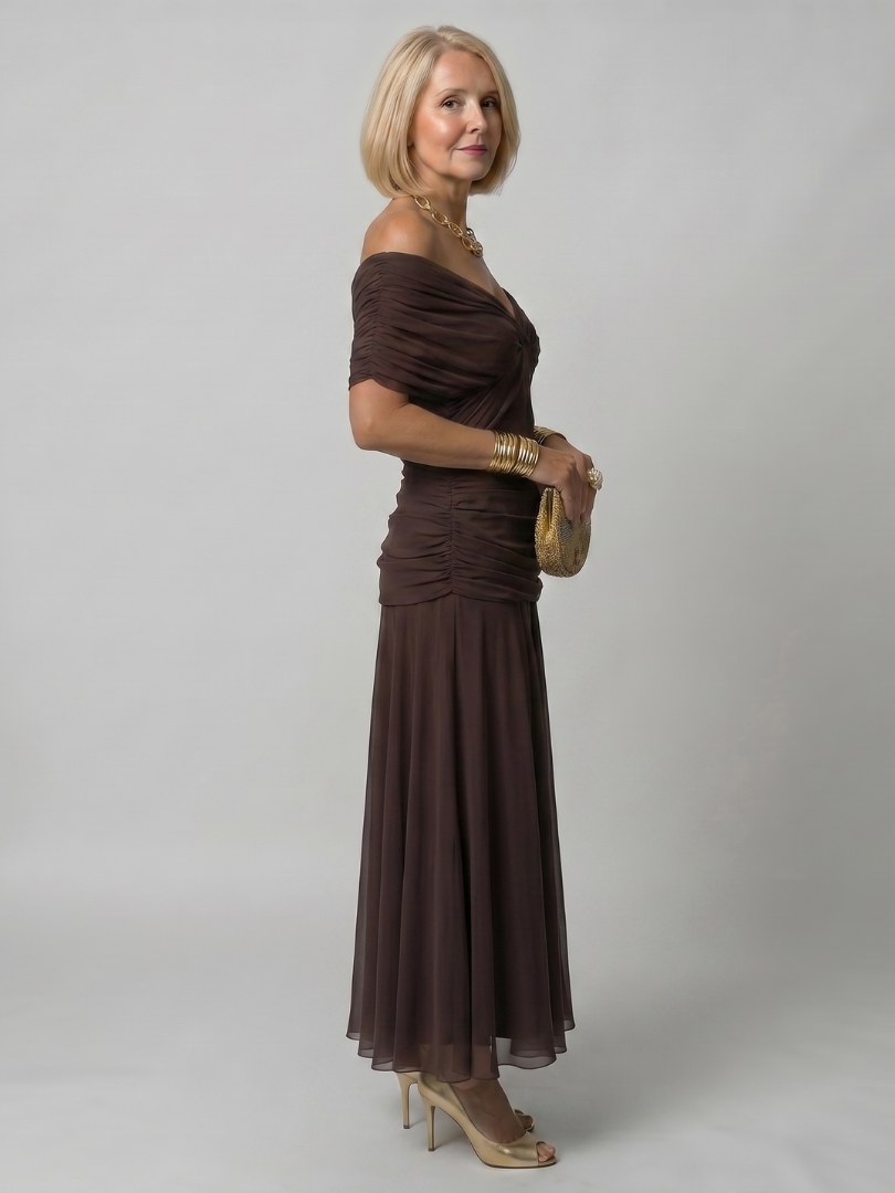 Karen - Falda Midi Escote en los Hombros  | Abito Midi Off Shoulder.