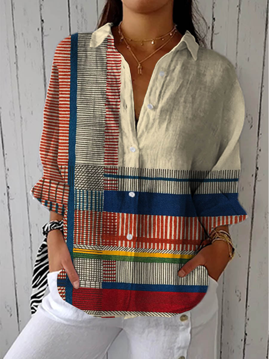 CATALINA - BLUSA DE RETAZOS A RAYAS