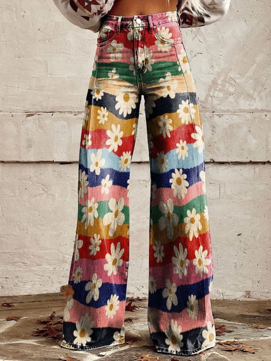 Lucrecia - Pantalones elegantes: Flores de la moda