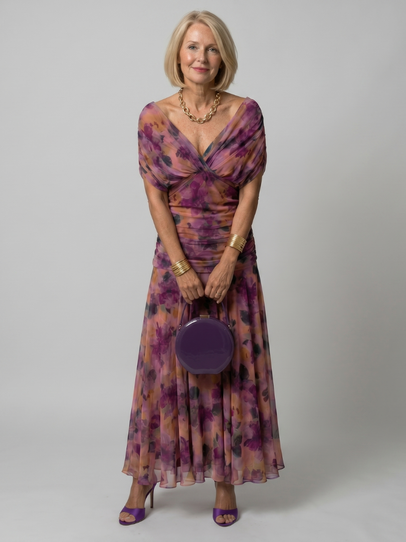 Karen - Falda Midi Escote en los Hombros  | Abito Midi Off Shoulder.