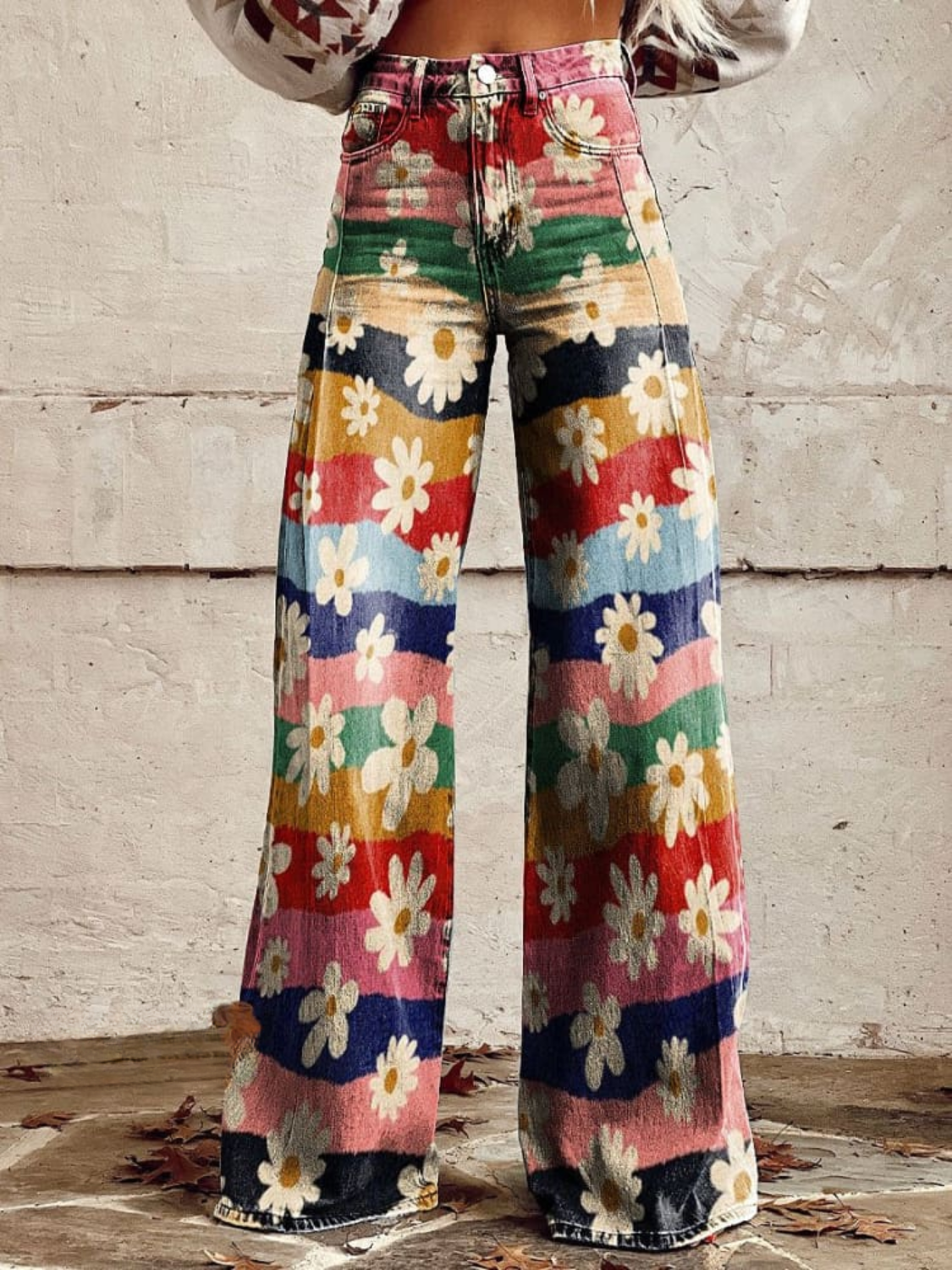 Lucrecia - Pantalones elegantes: Flores de la moda