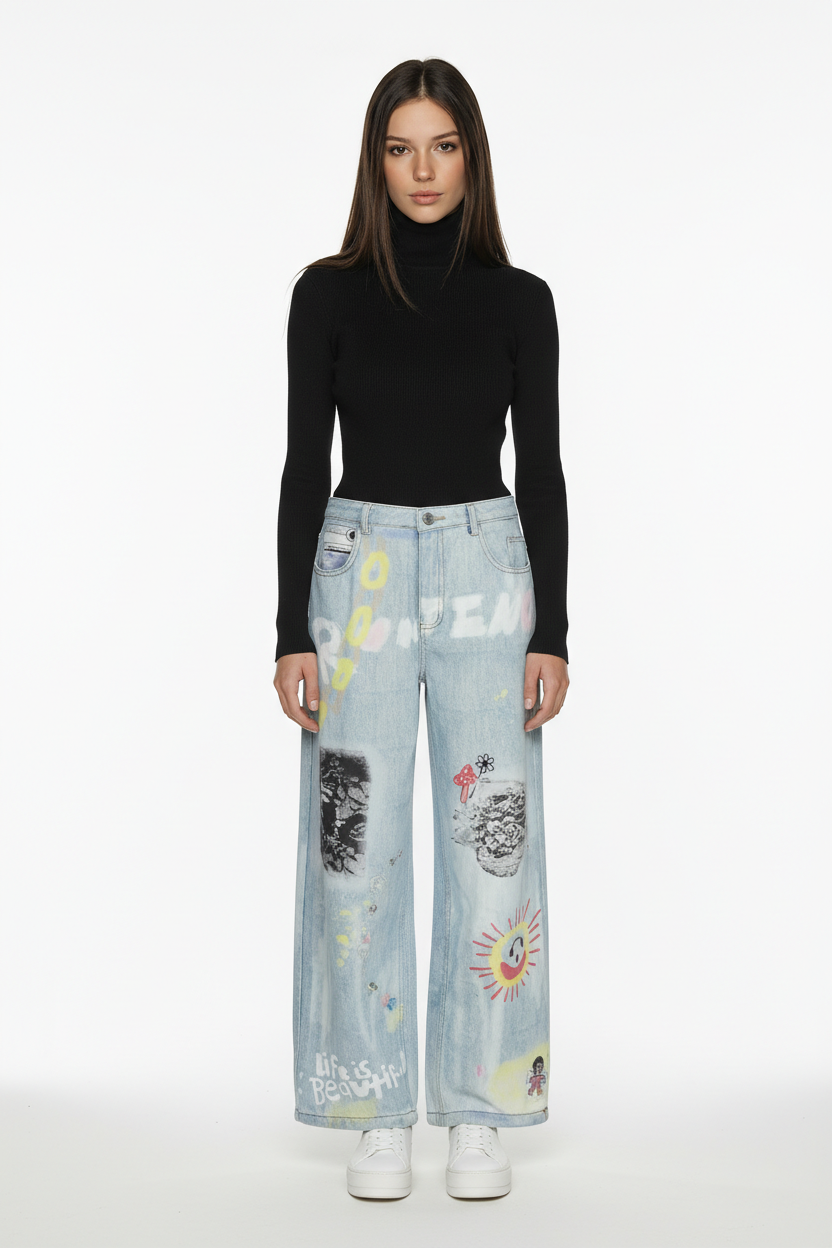Pantalón con estampado graffiti