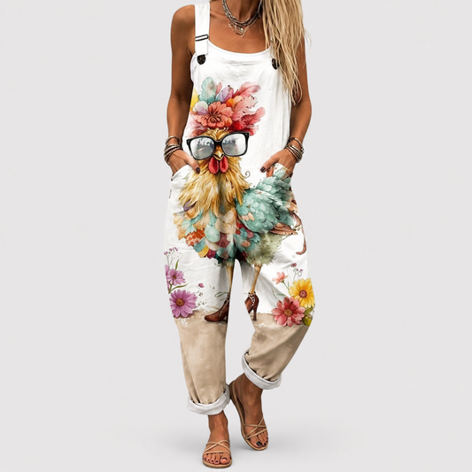 Lucia - Mono con estampado floral estampado de una gallina