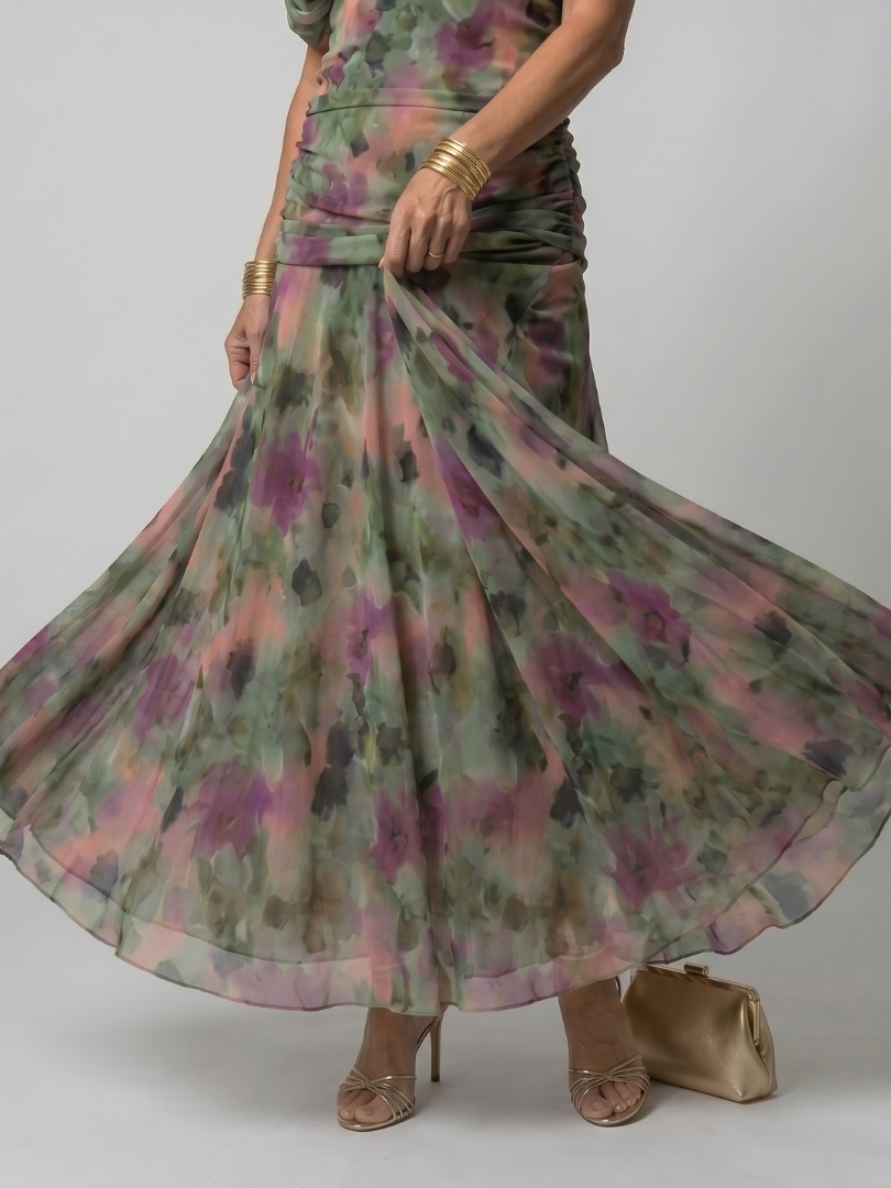 Karen - Falda Midi Escote en los Hombros  | Abito Midi Off Shoulder.