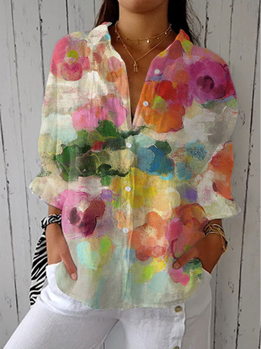 CAROLINA - BLUSA FLORAL DE ACUARELA