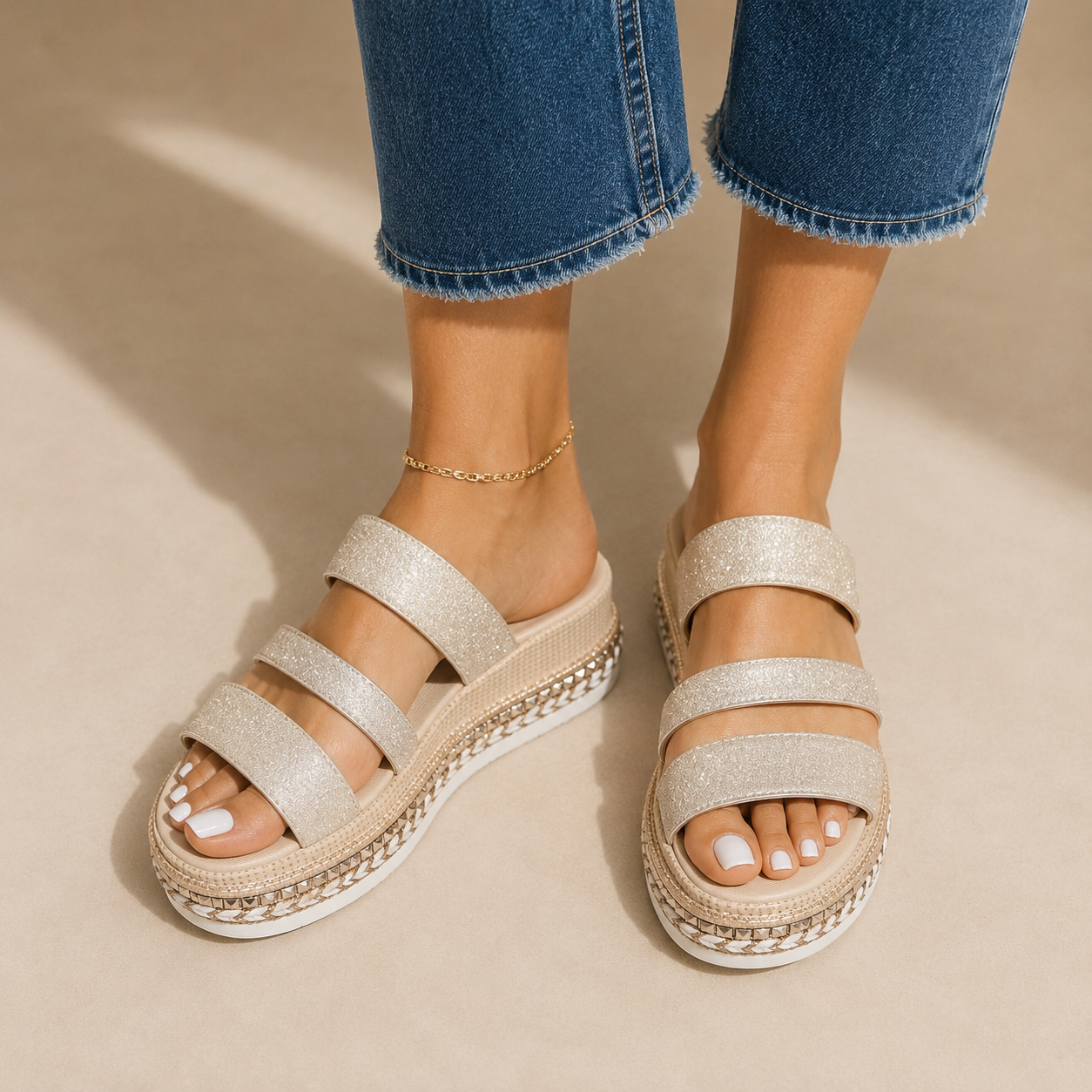 Vanessa - Brilla con Estilo este Verano: Sandalias de Cuña Glitter Glamour