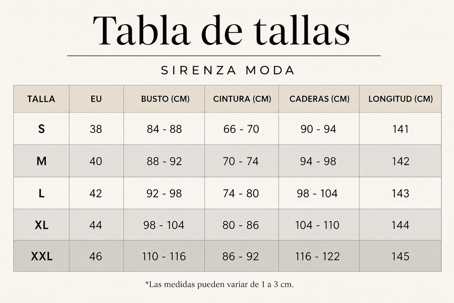 Tabla de tallas