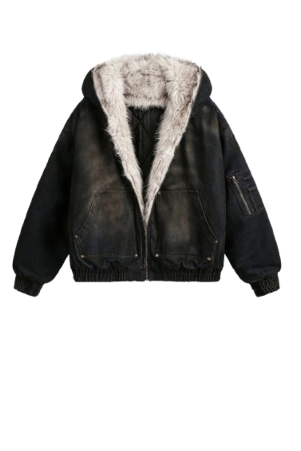 Chaqueta vintage con capucha desgastada