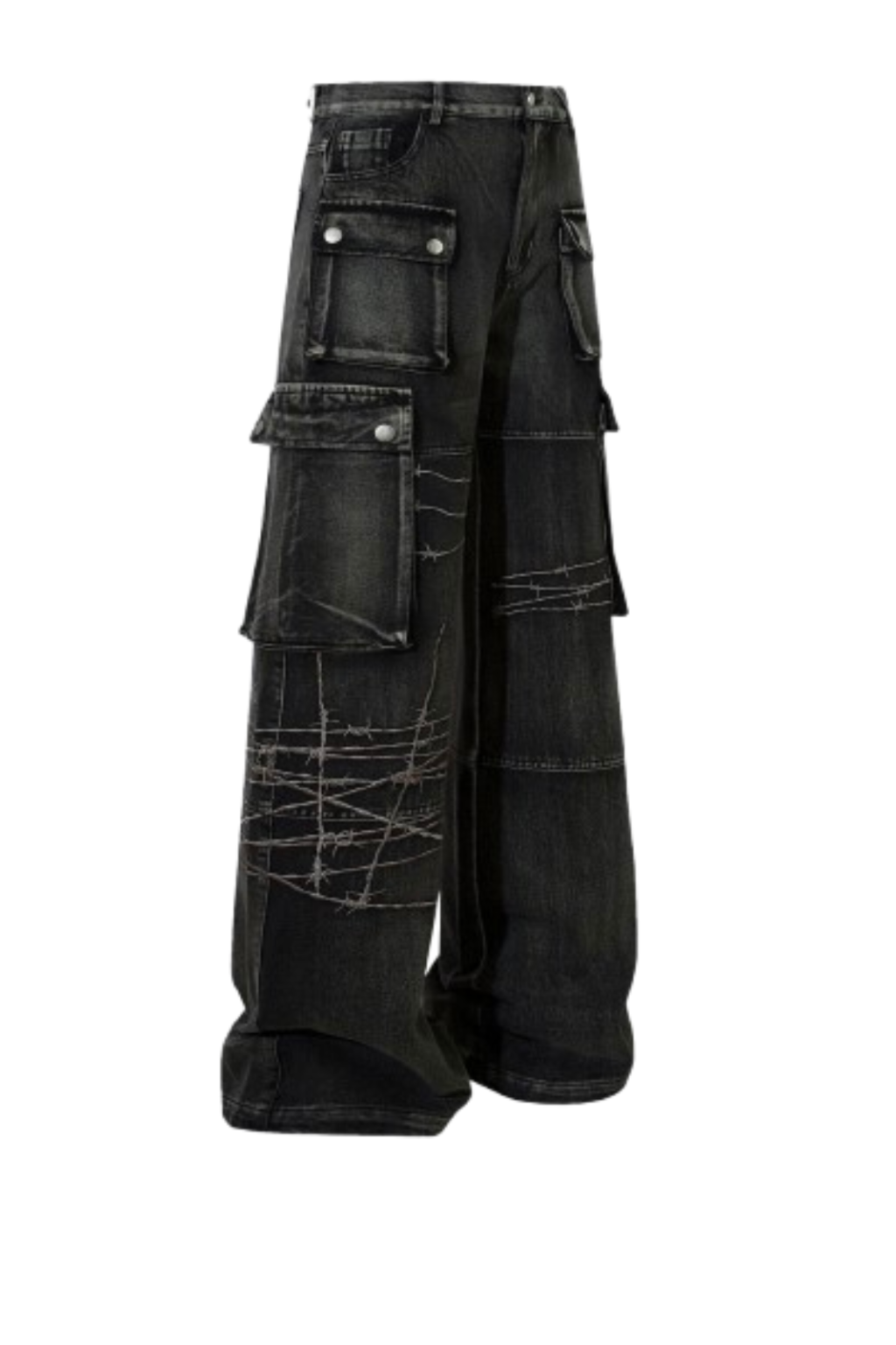 Pantalón Cargo Denim Negro Wide Fit