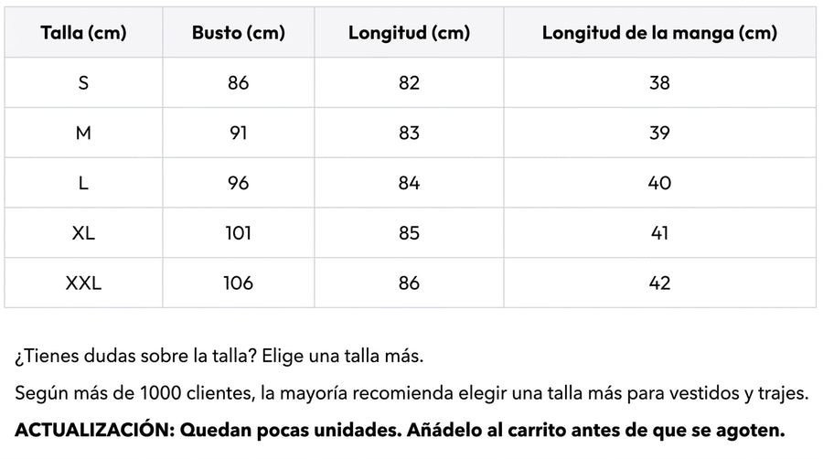 Tabla de tallas