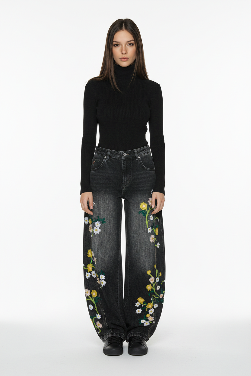 Pantalon baggy con estampado floral