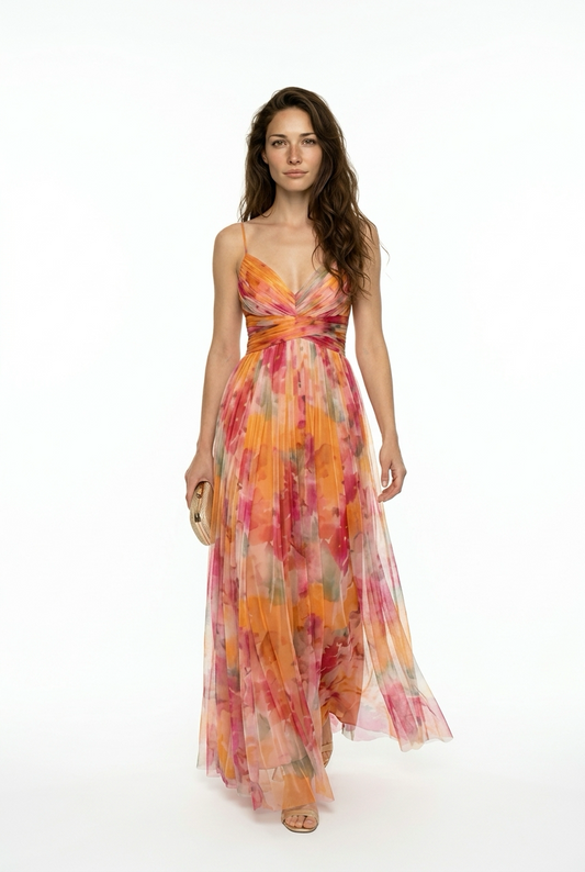 Giselle - Precioso vestido largo con estampado floral