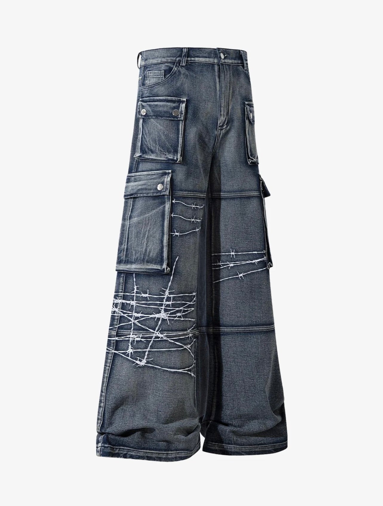 Pantalón Cargo Denim Negro Wide Fit