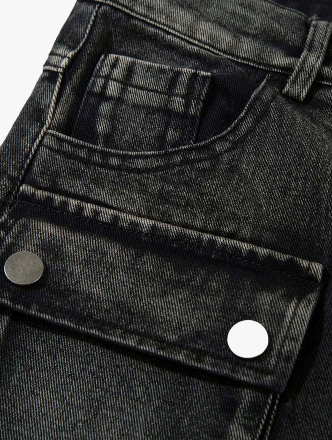 Pantalón Cargo Denim Negro Wide Fit