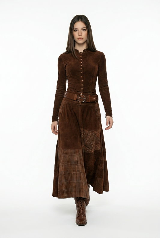 Vestido de ante con cinturón