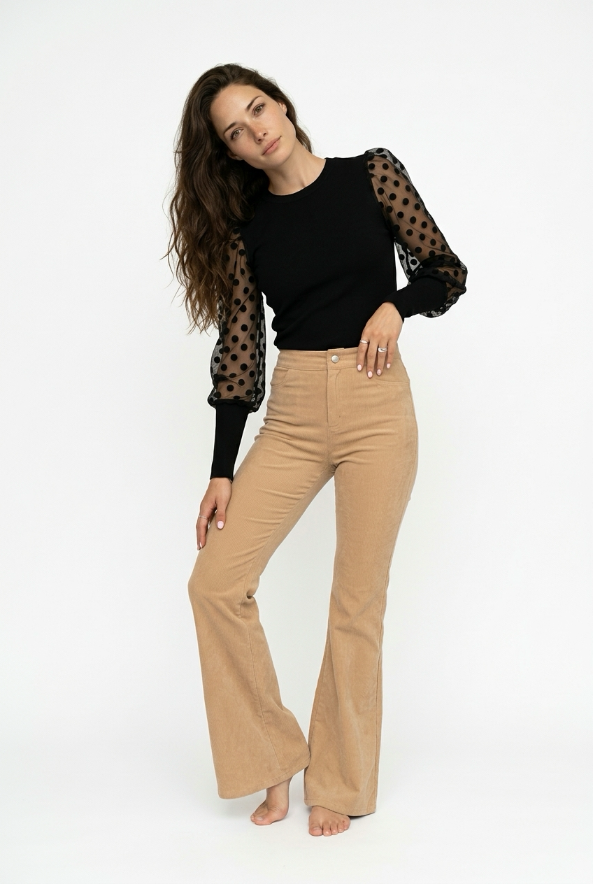 Pantalon Vaquero ancho con cintura alta