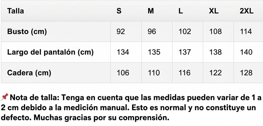 Tabla de tallas