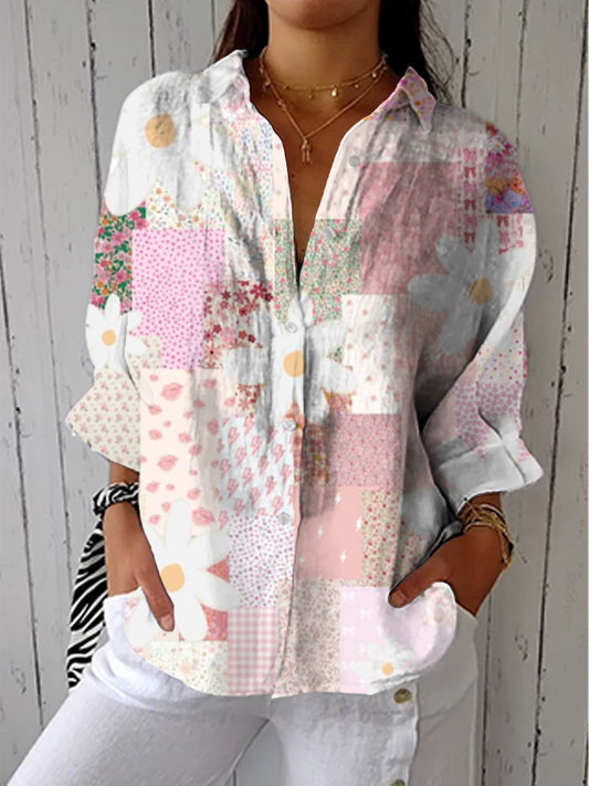 LEYRE - BLUSA DE RETAZOS EN TONOS PASTEL