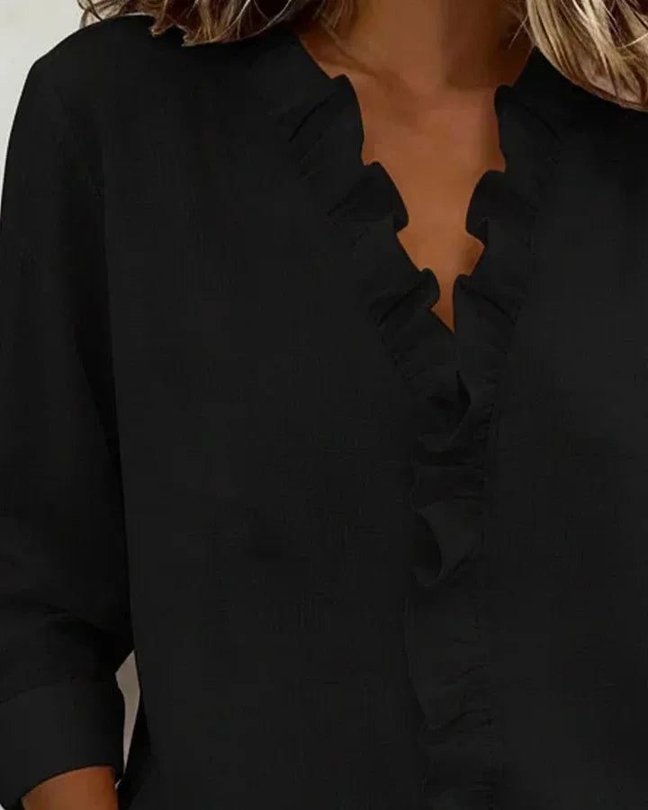 Clara™ | Blusa con cuello en V y volantes delicados