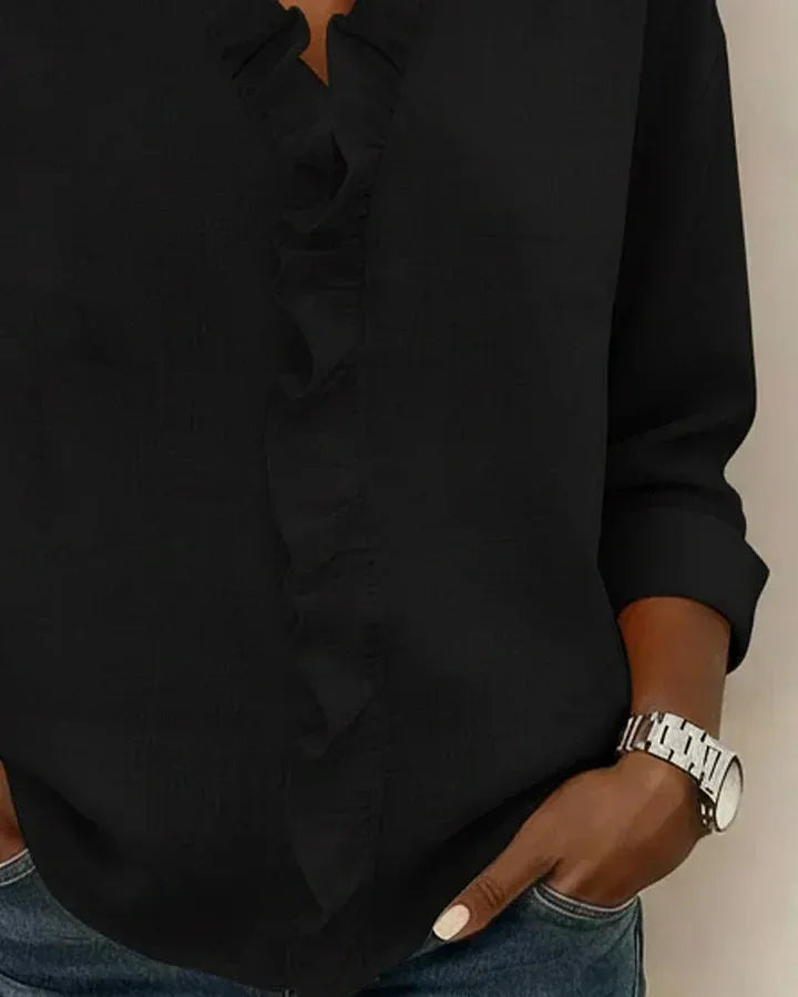 Clara™ | Blusa con cuello en V y volantes delicados
