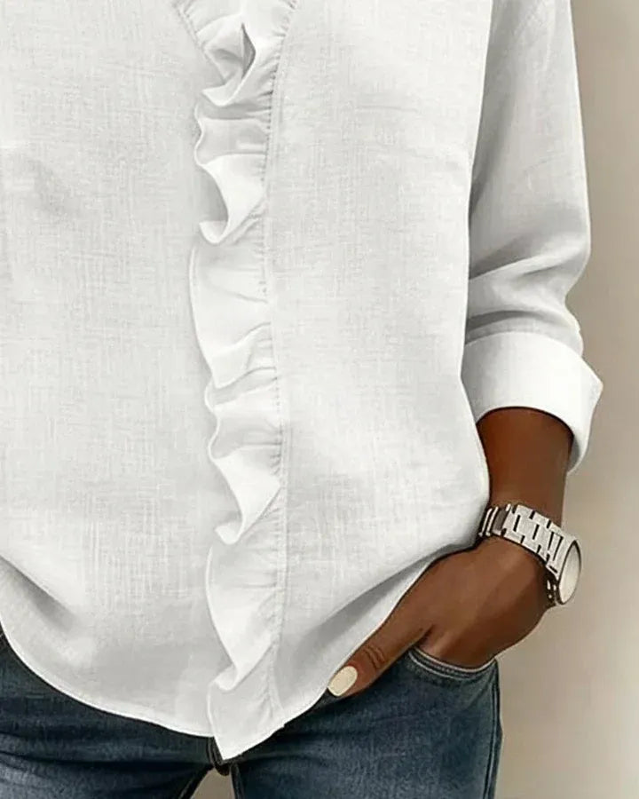 Clara™ | Blusa con cuello en V y volantes delicados