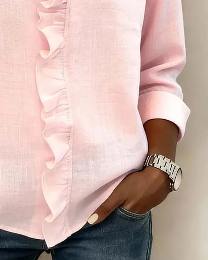 Clara™ | Blusa con cuello en V y volantes delicados