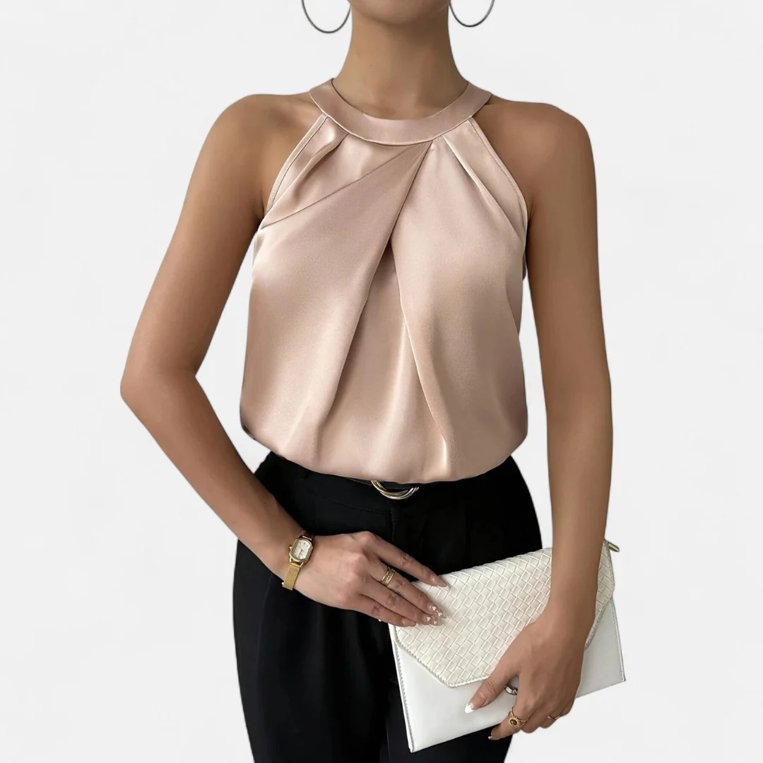 Isabela | Top Halter Drapeado Mujer | Con Lazo en el Cuello y Caída Suelta