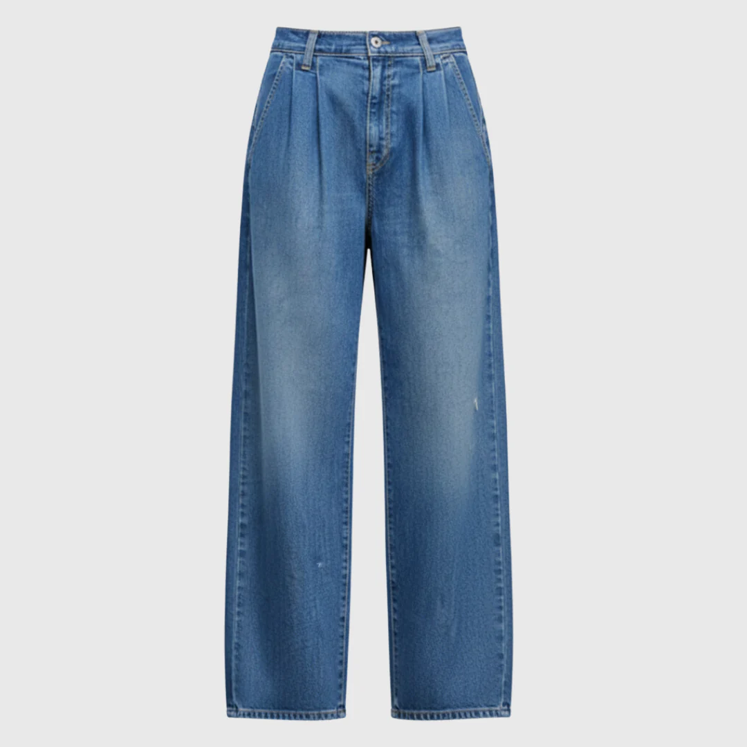 Pantalones vaqueros anchos de mujer | tiro alto | pierna amplia | estilo liso